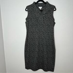 Marvin Richard Charcoal Gray Animal Print Collared Sleeveless Dress Plus size 14